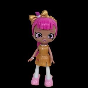 Shopkins Shoppies Happy Places Lippy Lulu Doll Toy 3” Moose Pink Hair Gold Bow